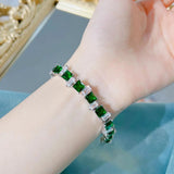Vintage Square Green Stone Bracelet for Women