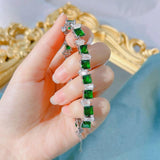 Vintage Square Green Stone Bracelet for Women