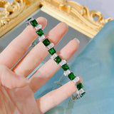 Vintage Square Green Stone Bracelet for Women