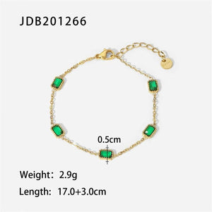 Youthway Green CZ Stainless Steel Bracelet Women Charm Jewelry