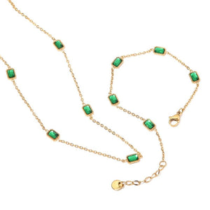 Youthway Green CZ Stainless Steel Bracelet Women Charm Jewelry