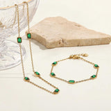 Youthway Green CZ Stainless Steel Bracelet Women Charm Jewelry