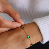 Youthway Green CZ Stainless Steel Bracelet Women Charm Jewelry