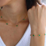 Youthway Green CZ Stainless Steel Bracelet Women Charm Jewelry