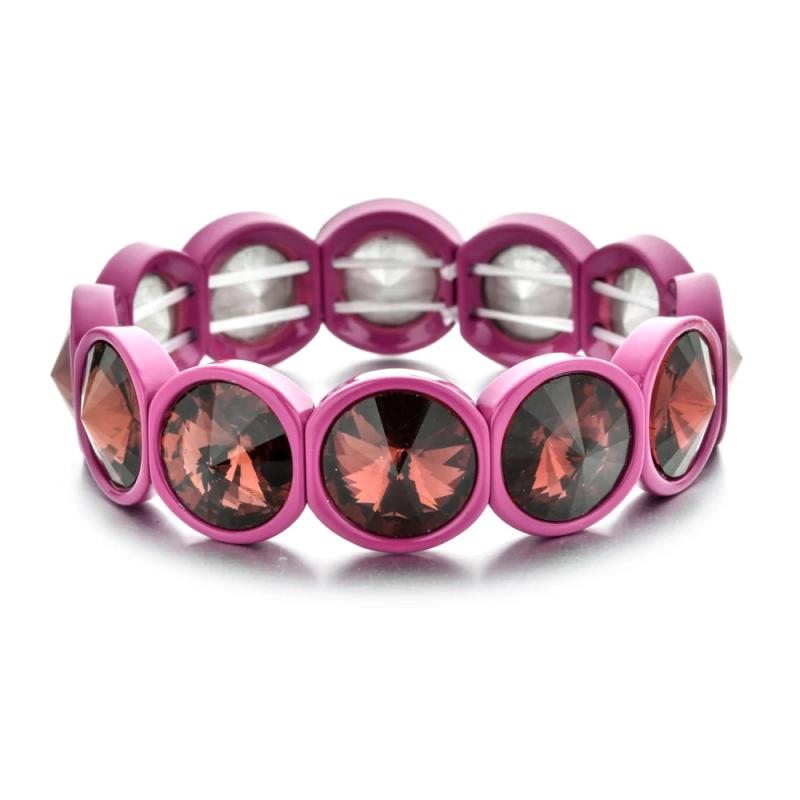 Multicolor Crystal & Enamel Stretch Bracelet for Women