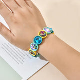Multicolor Crystal & Enamel Stretch Bracelet for Women