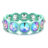 Multicolor Crystal & Enamel Stretch Bracelet for Women