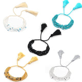 GO2BOHO Evil Eye Bracelet Tassel Adjustable Bead Braided Armband