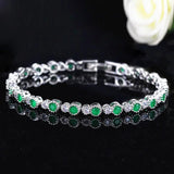 Crown Shape Green CZ Stones Tennis Bracelet for Women B105