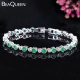 Crown Shape Green CZ Stones Tennis Bracelet for Women B105