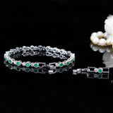 Crown Shape Green CZ Stones Tennis Bracelet for Women B105