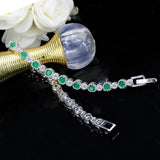 Crown Shape Green CZ Stones Tennis Bracelet for Women B105