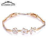 Silver Mix Bracelets Sunlight CZ Crystal Life Bracelet for Women 3 Flower Charms