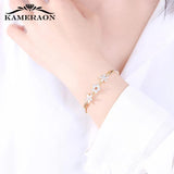 Silver Mix Bracelets Sunlight CZ Crystal Life Bracelet for Women 3 Flower Charms