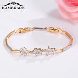 Silver Mix Bracelets Sunlight CZ Crystal Life Bracelet for Women 3 Flower Charms