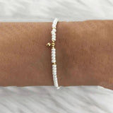 Pink Rice Bead Bracelet with Pearl Crystal Embellishment