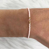 Pink Rice Bead Bracelet with Pearl Crystal Embellishment