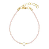Pink Rice Bead Bracelet with Pearl Crystal Embellishment