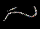 Women Chain Link Bracelet with Flower Wedding Jewelry