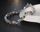 Women Chain Link Bracelet with Flower Wedding Jewelry