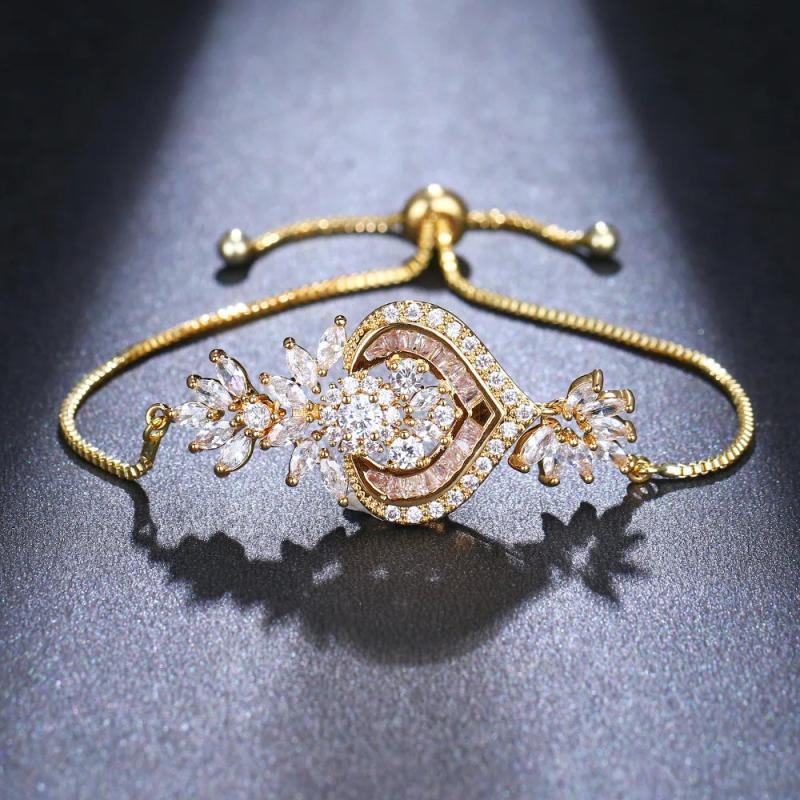 Flower Zircon Bracelet Love Heart Wedding Jewelry