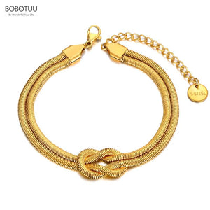 Double-layer Geometric Knot Charm Bracelet For Women