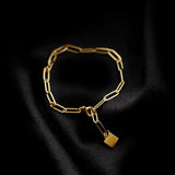 Stainless Steel Plated Square Pendant Chain Bracelet