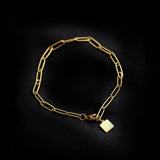 Stainless Steel Plated Square Pendant Chain Bracelet