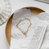 Stainless Steel Plated Square Pendant Chain Bracelet