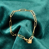 Stainless Steel Plated Square Pendant Chain Bracelet