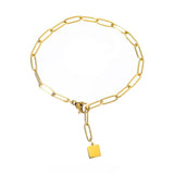 Stainless Steel Plated Square Pendant Chain Bracelet