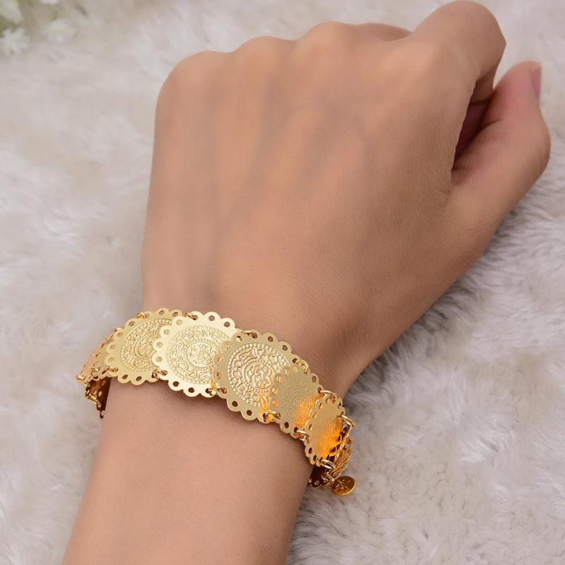 Annayoyo Coins Bracelet Unisex Arab Middle Eastern Jewelry Bangle