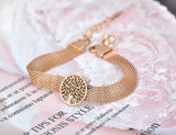 Round Disc Tree Charm Bracelet Stainless Steel Chain B20028