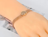 Round Disc Tree Charm Bracelet Stainless Steel Chain B20028