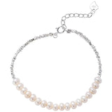 Foxanry Silver Pearl Chain Bracelets for Women