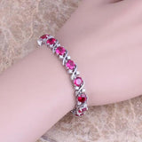 Red CZ Chain Bracelet 7 inch