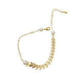 B402 Stainless Steel Bracelet Female Small Fresh Leaves Wheat Ear Bracelet Beads