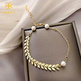 B402 Stainless Steel Bracelet Female Small Fresh Leaves Wheat Ear Bracelet Beads