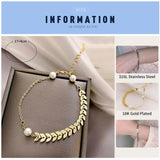 B402 Stainless Steel Bracelet Female Small Fresh Leaves Wheat Ear Bracelet Beads