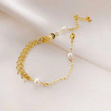 B402 Stainless Steel Bracelet Female Small Fresh Leaves Wheat Ear Bracelet Beads