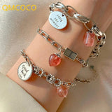 Silver Bracelet Women Good Luck Pink Strawberry Party Jewelry