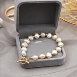 Baroque Freshwater Pearl Bracelet Stainless Steel Charm Bracelet