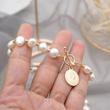 Baroque Freshwater Pearl Bracelet Stainless Steel Charm Bracelet