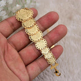 Arab Ethnic Copper Coin Bangles Bracelet For Bride Women Dubai Jewelry