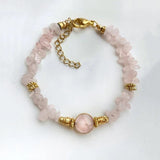 Bohemian Natural Stones Gravel Bangle Purple Pink Round Stone Pendant Bracelet
