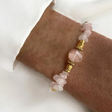 Bohemian Natural Stones Gravel Bangle Purple Pink Round Stone Pendant Bracelet