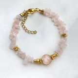 Bohemian Natural Stones Gravel Bangle Purple Pink Round Stone Pendant Bracelet