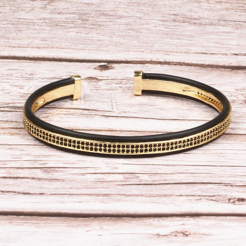 Men Women Silicone Bangle CZ Bracelet Couple Jewelry
