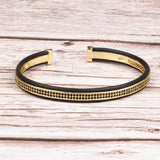 Men Women Silicone Bangle CZ Bracelet Couple Jewelry