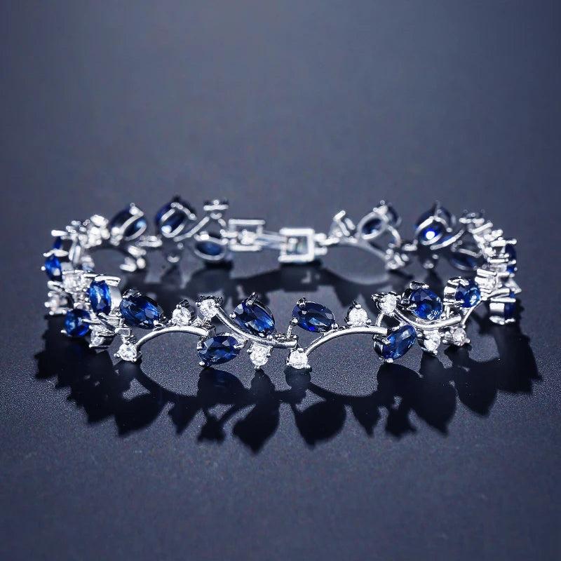 Romantic Leaf Zircon Bracelet Chain for Women Mothers Gift